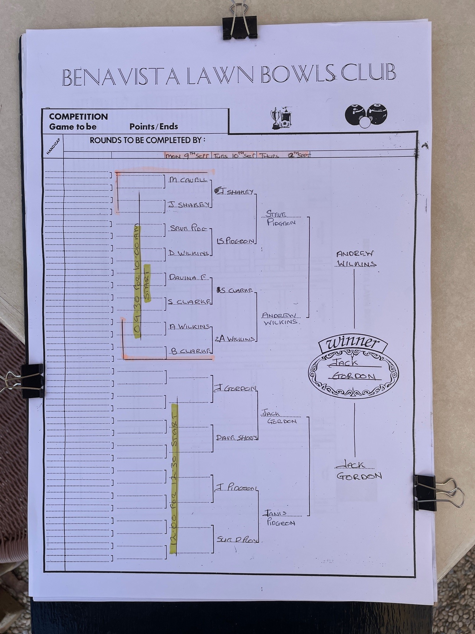 Competition Results Sheet